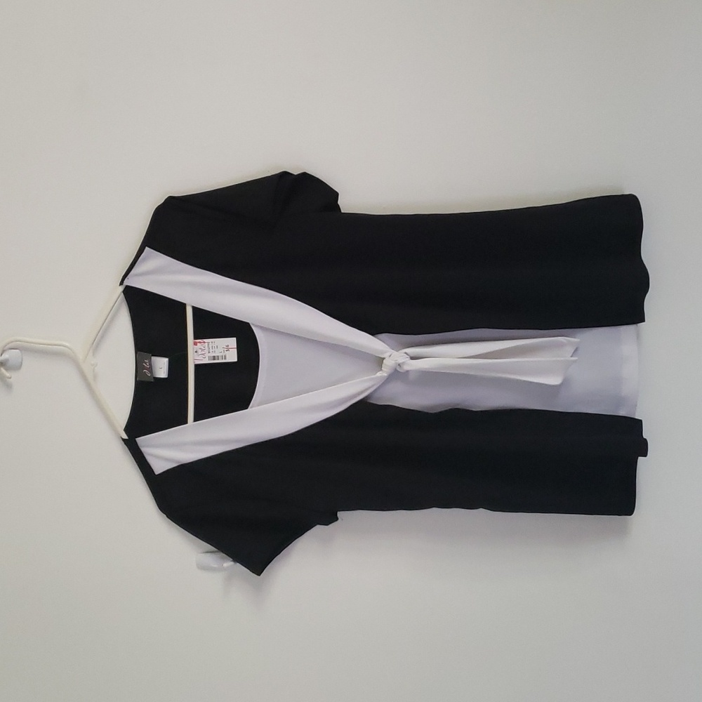 Dressy layered look shirt, black outer/white inner